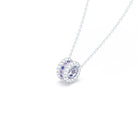 Collier Olympe en Or Blanc 18 Carats et Pierres Précieuses Saphir bleu - Saphir violet Pendentif avec chaîne