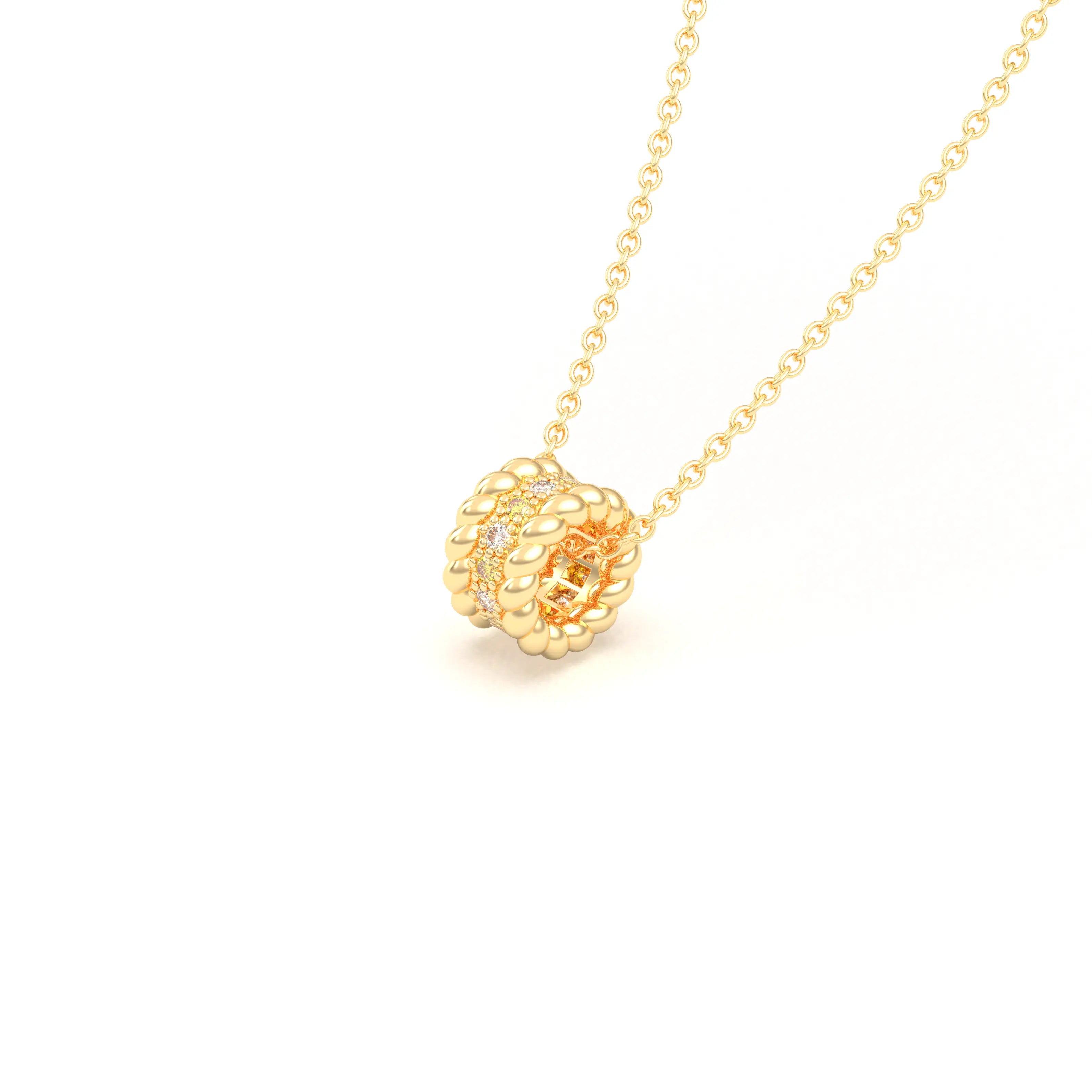 Collier Olympe en Or Jaune 18 Carats et Pierres Précieuses Diamant - Diamant jaune Pendentif avec chaîne