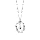 Collier ovale de zircons navette et zircon central en argent 925