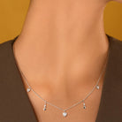 Collier chaîne à pampilles cœurs et gouttes en argent 925