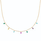 Collier pampilles gouttes multicolores en plaqué or