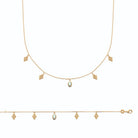 Collier pampilles losanges et goutte de labradorite en plaqué or