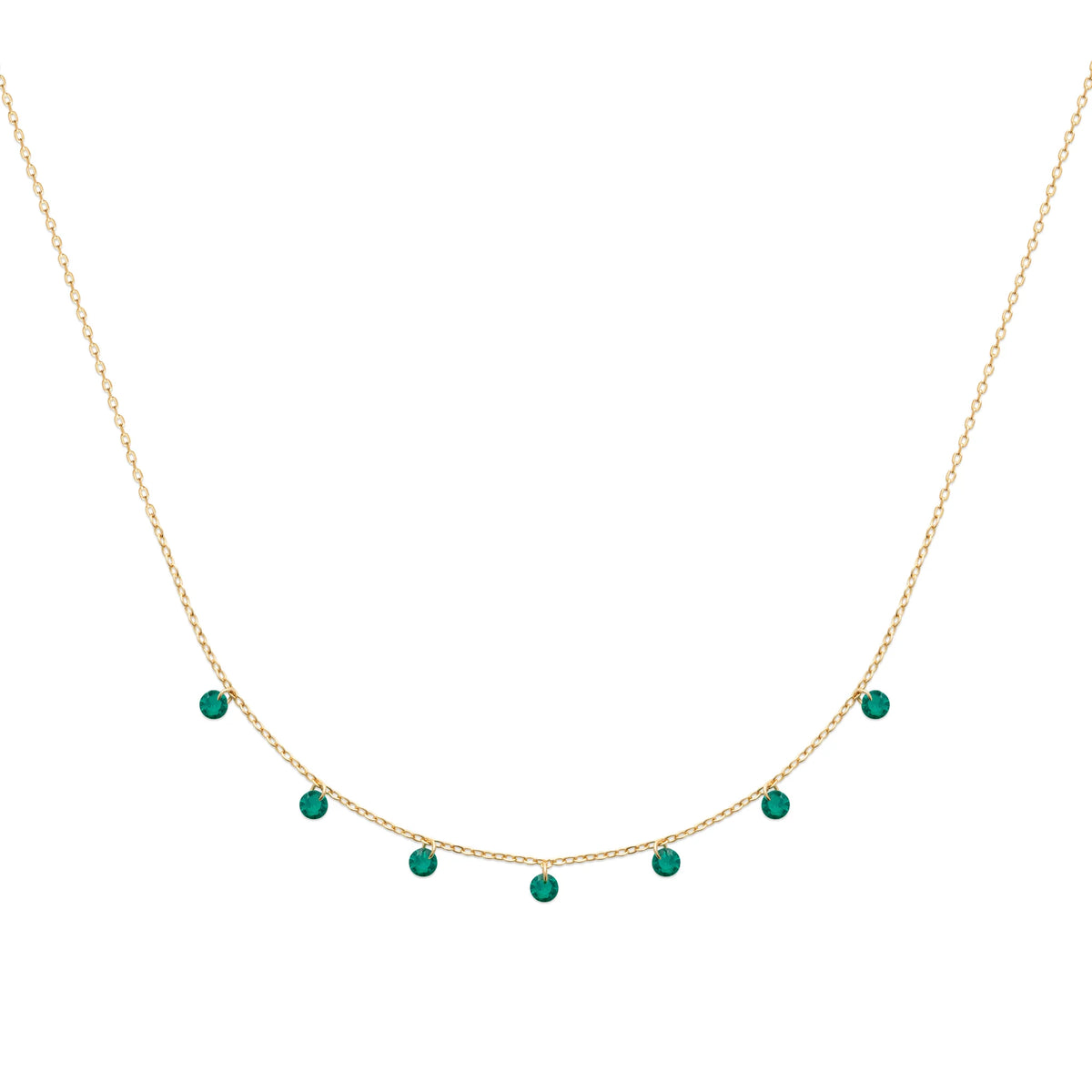 Collier pampilles vertes en plaqué or