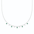 Collier pampilles vertes et zircons en argent 925