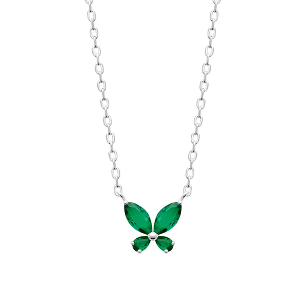 Collier papillon vert en argent 925