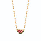 Collier pastèque enfant en plaqué or, 37 cm