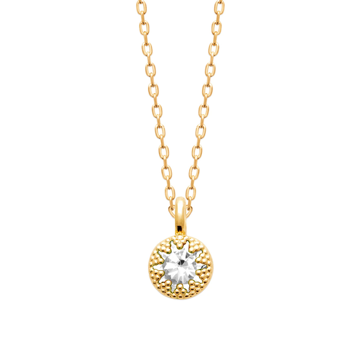 Collier petit pendentif étoile à huit pointes et zircon en plaqué or