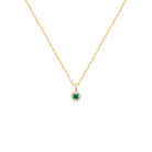 Collier pastille ronde et pierre carrée vert profond en plaqué or
