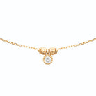 Collier pastille zircon rond et perles ciselées en plaqué or