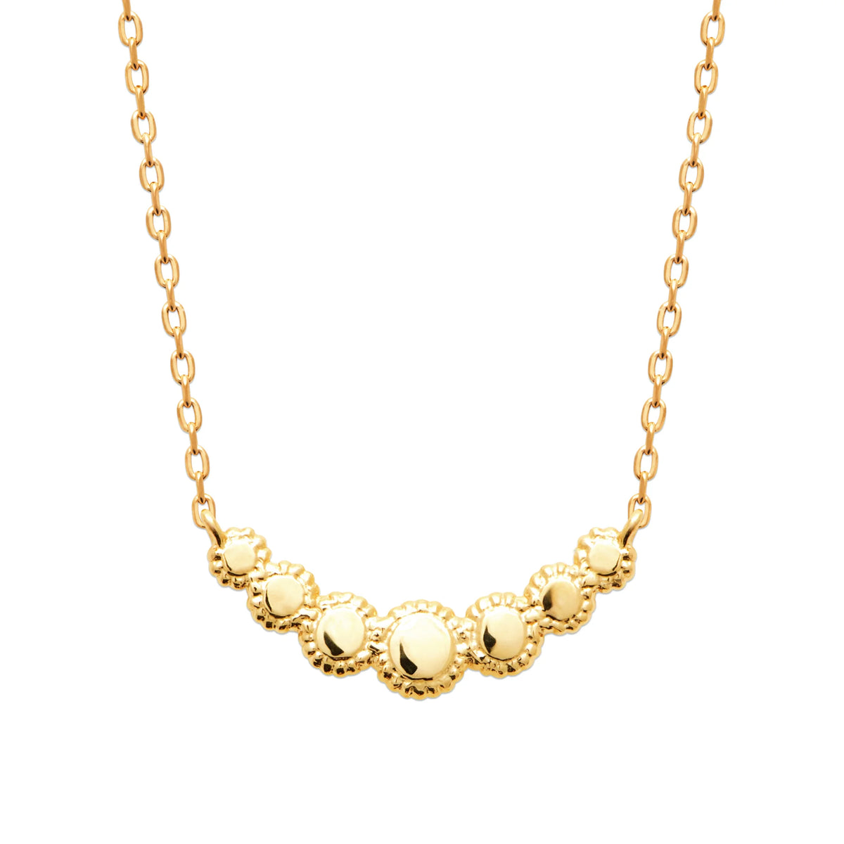 Collier pastilles rondes en dégradé et perles de métal en plaqué or
