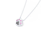 Collier Patte de Chat petit modèle en or blanc 18 carats et pierres précieuses au choix Diamant noir - Saphir rose Pendentif avec chaîne