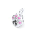 Collier Patte de Chat petit modèle en or blanc 18 carats et pierres précieuses au choix Diamant noir - Saphir rose Pendentif seul