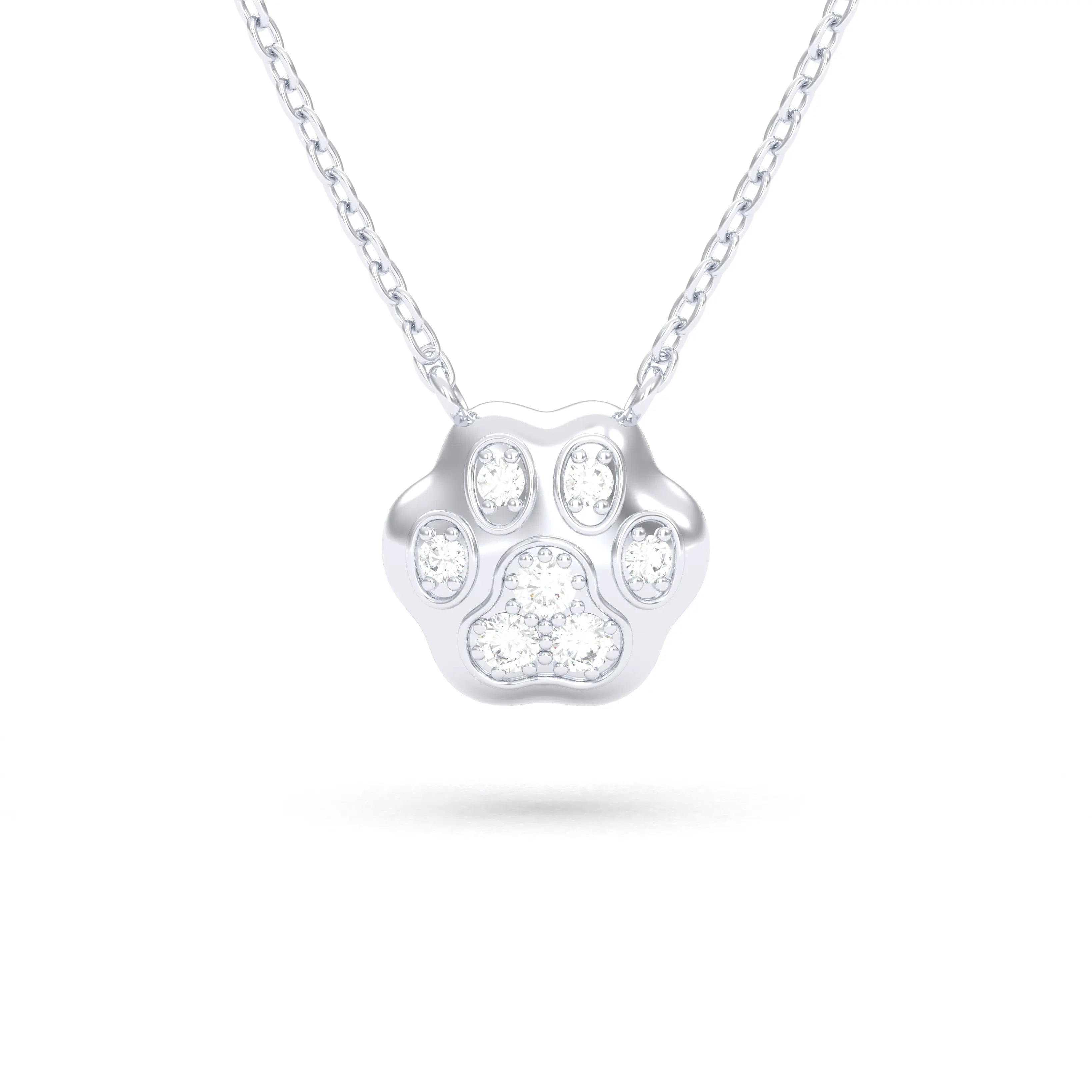 Collier Patte de Chat petit modèle en or blanc 18 carats et pierres précieuses au choix