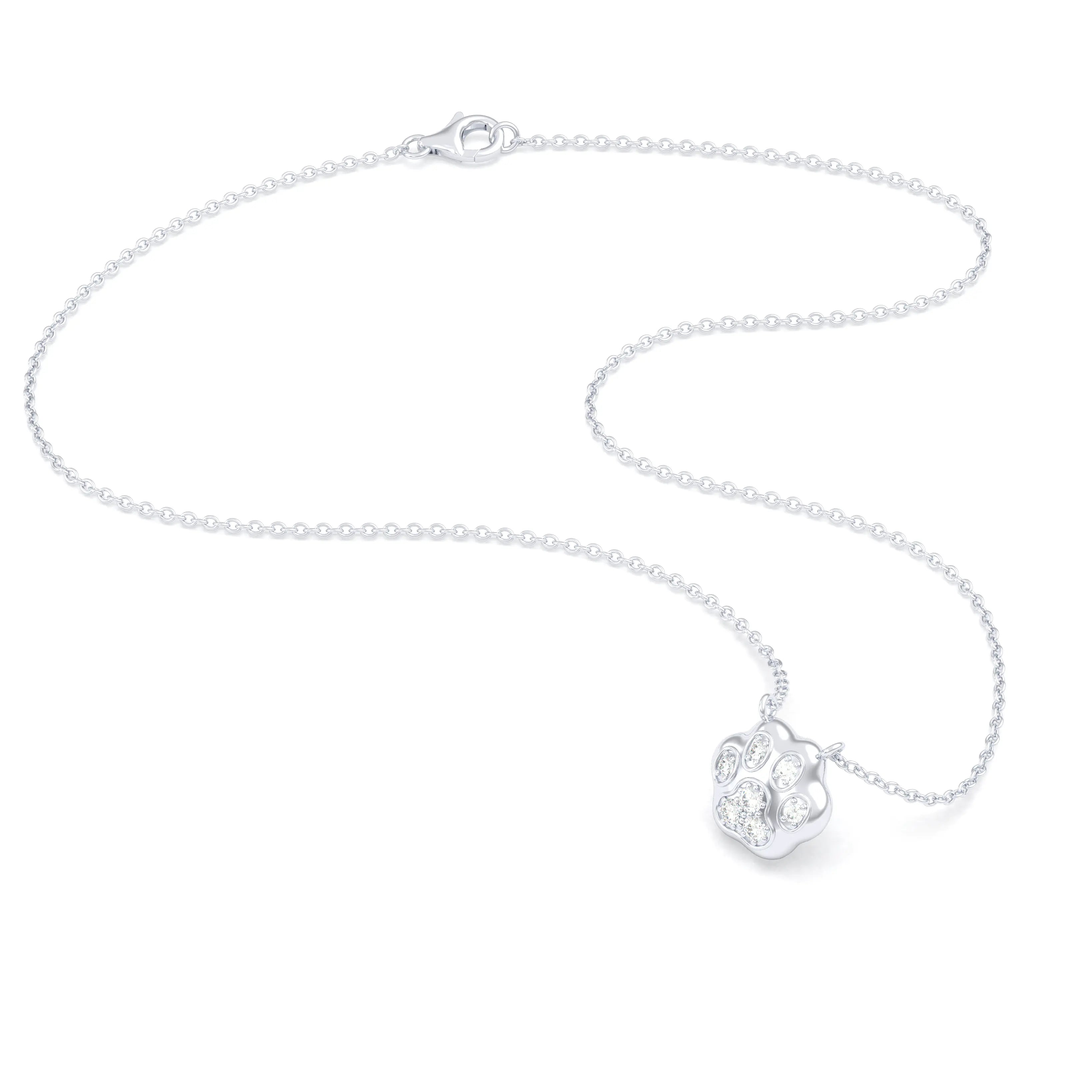 Collier Patte de Chat petit modèle en or blanc 18 carats et pierres précieuses au choix