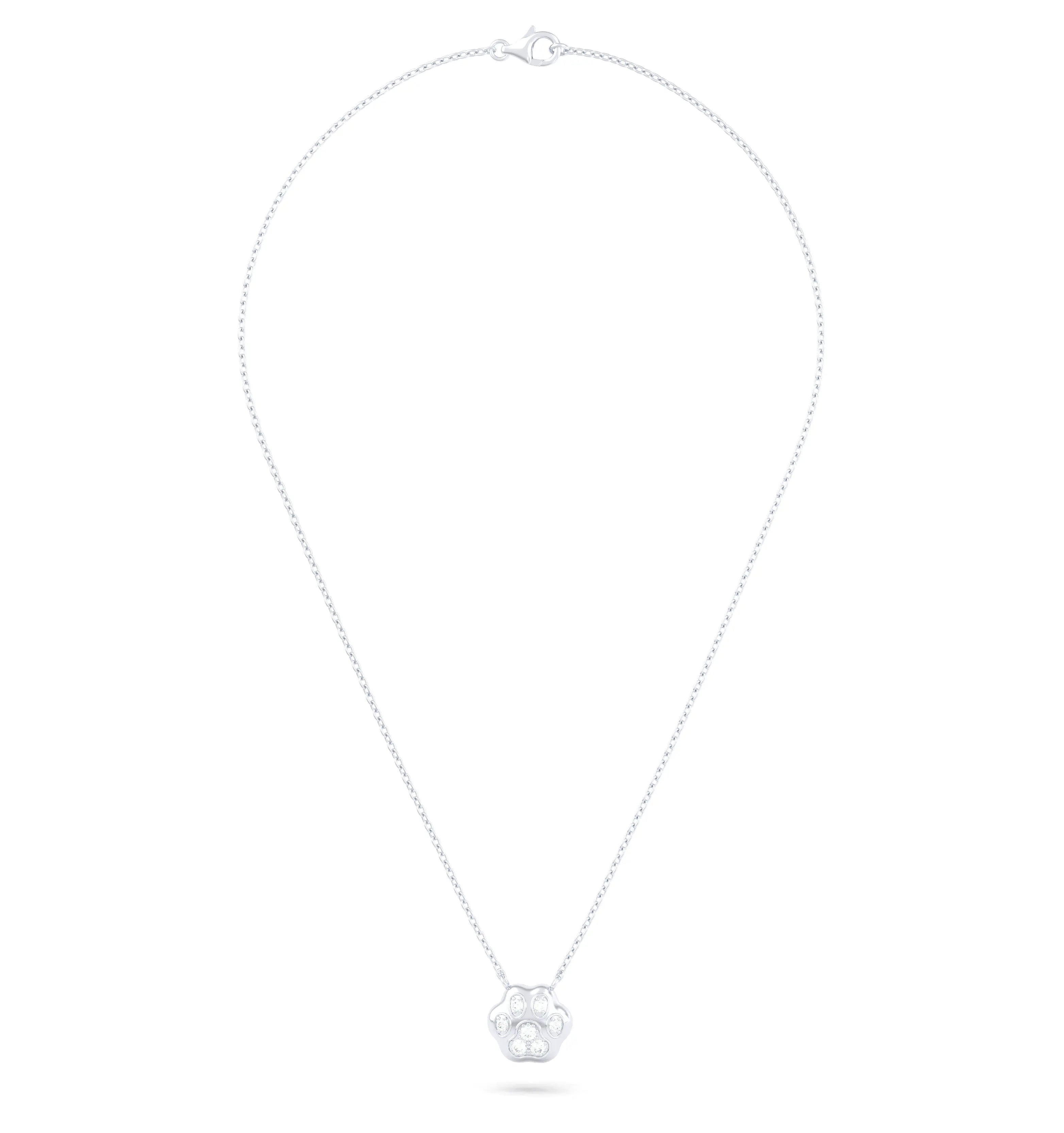 Collier Patte de Chat petit modèle en or blanc 18 carats et pierres précieuses au choix