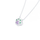Collier Patte de Chat petit modèle en or blanc 18 carats et pierres précieuses au choix Saphirs violets - Émeraudes Pendentif avec chaîne