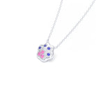 Collier Patte de Chat petit modèle en or blanc 18 carats et pierres précieuses au choix Saphir bleu - Saphir rose Pendentif avec chaîne