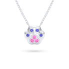 Collier Patte de Chat petit modèle en or blanc 18 carats et pierres précieuses au choix