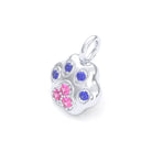 Collier Patte de Chat petit modèle en or blanc 18 carats et pierres précieuses au choix Saphir bleu - Saphir rose Pendentif seul