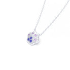Collier Patte de Chat petit modèle en or blanc 18 carats et pierres précieuses au choix Saphirs bleus - Saphirs violets Pendentif avec chaîne
