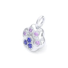 Collier Patte de Chat petit modèle en or blanc 18 carats et pierres précieuses au choix Saphirs bleus - Saphirs violets Pendentif seul