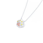Collier Patte de Chat petit modèle en or blanc 18 carats et pierres précieuses au choix Saphirs pêche - Saphirs jaunes Pendentif avec chaîne
