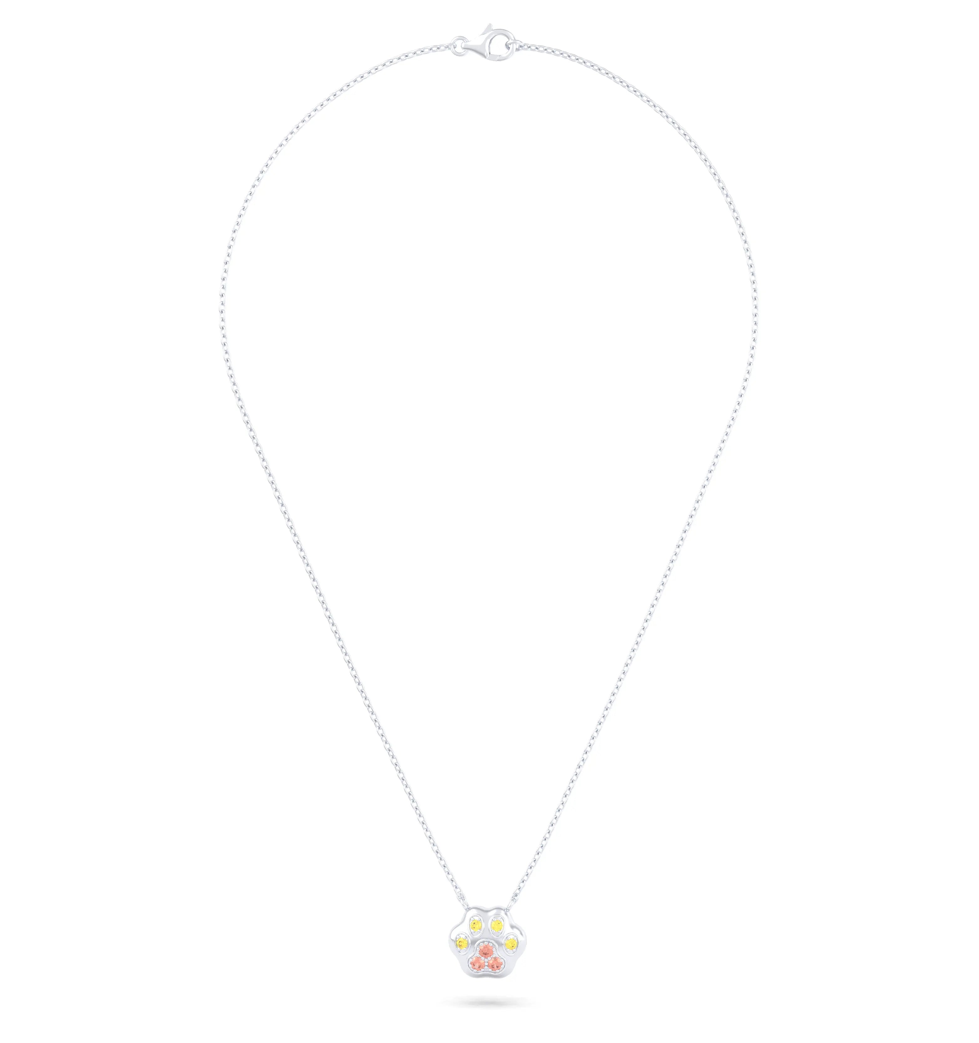 Collier Patte de Chat petit modèle en or blanc 18 carats et pierres précieuses au choix