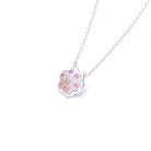 Collier Patte de Chat petit modèle en or blanc 18 carats et pierres précieuses au choix Saphirs pêche - Saphirs roses Pendentif avec chaîne