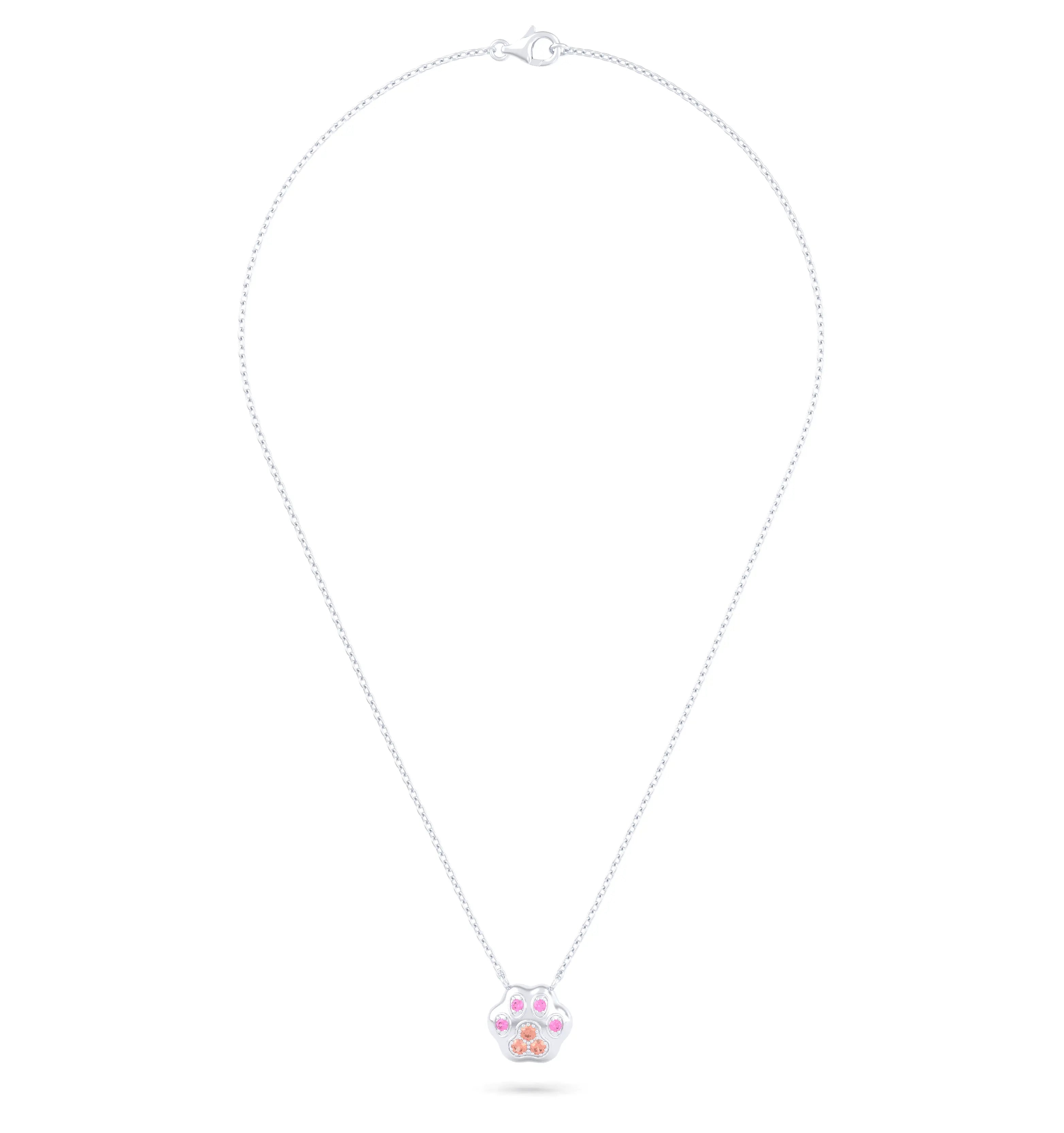 Collier Patte de Chat petit modèle en or blanc 18 carats et pierres précieuses au choix