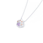 Collier Patte de Chat petit modèle en or blanc 18 carats et pierres précieuses au choix Saphir violet - Saphir pêche Pendentif avec chaîne