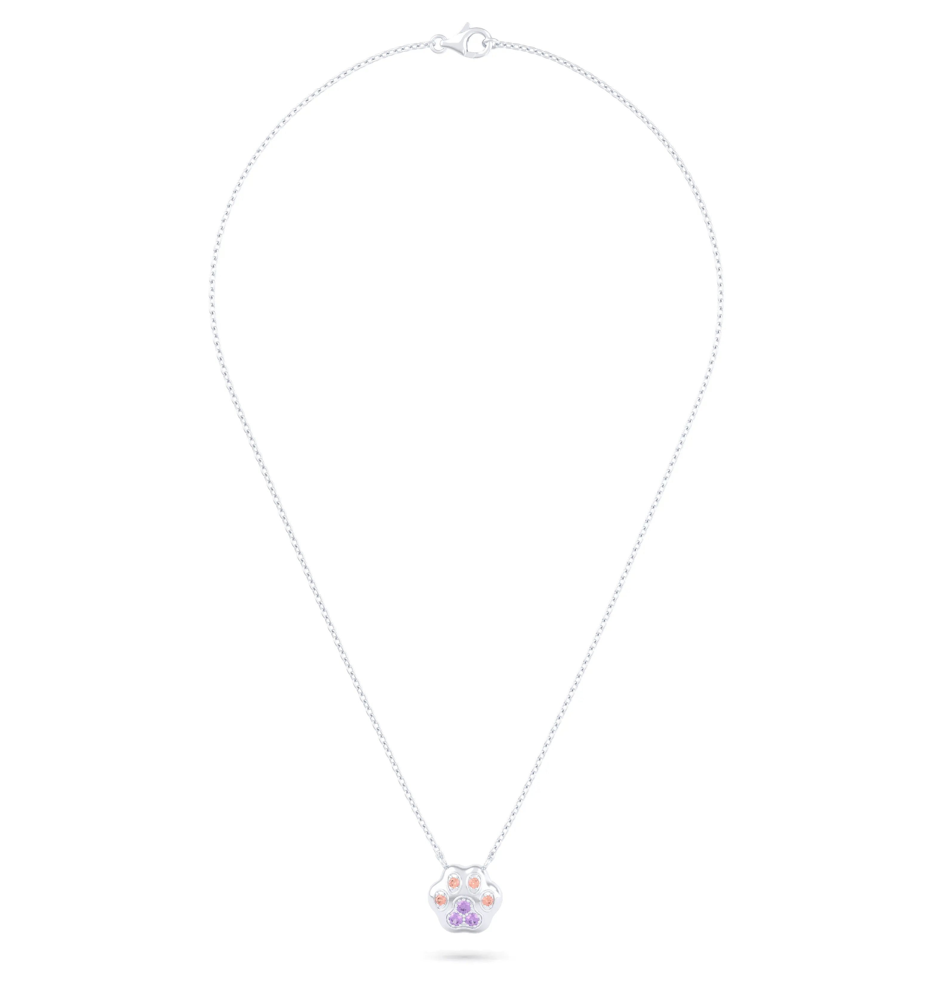 Collier Patte de Chat petit modèle en or blanc 18 carats et pierres précieuses au choix
