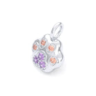 Collier Patte de Chat petit modèle en or blanc 18 carats et pierres précieuses au choix Saphir violet - Saphir pêche Pendentif seul