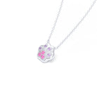 Collier Patte de Chat petit modèle en or blanc 18 carats et pierres précieuses au choix Saphirs violets - Saphirs roses Pendentif avec chaîne