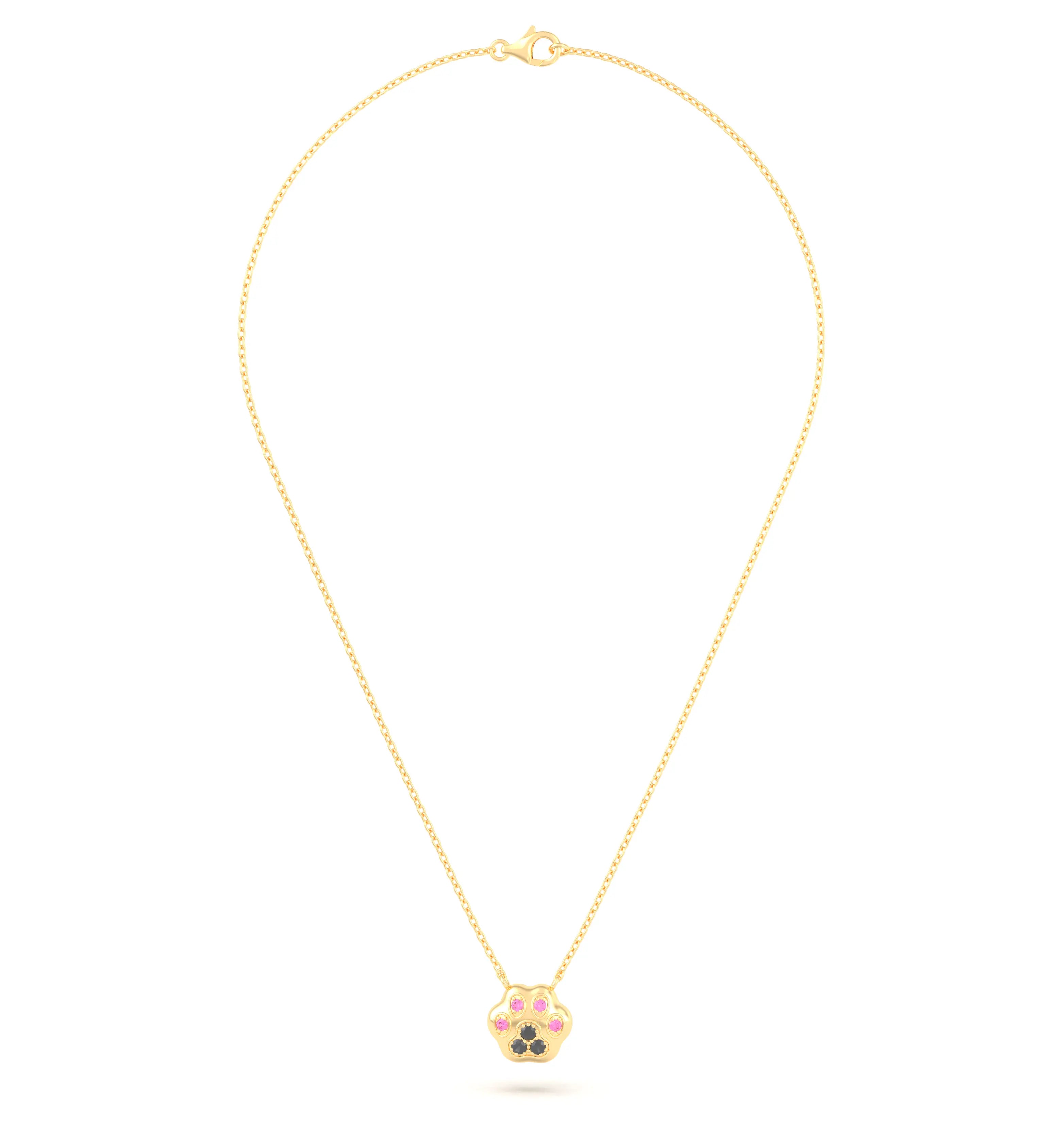Collier Patte de Chat petit modèle en or blanc 18 carats et pierres précieuses au choix