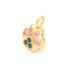 Collier Patte de Chat petit modèle en or blanc 18 carats et pierres précieuses au choix Diamant noir - Saphir rose Pendentif seul