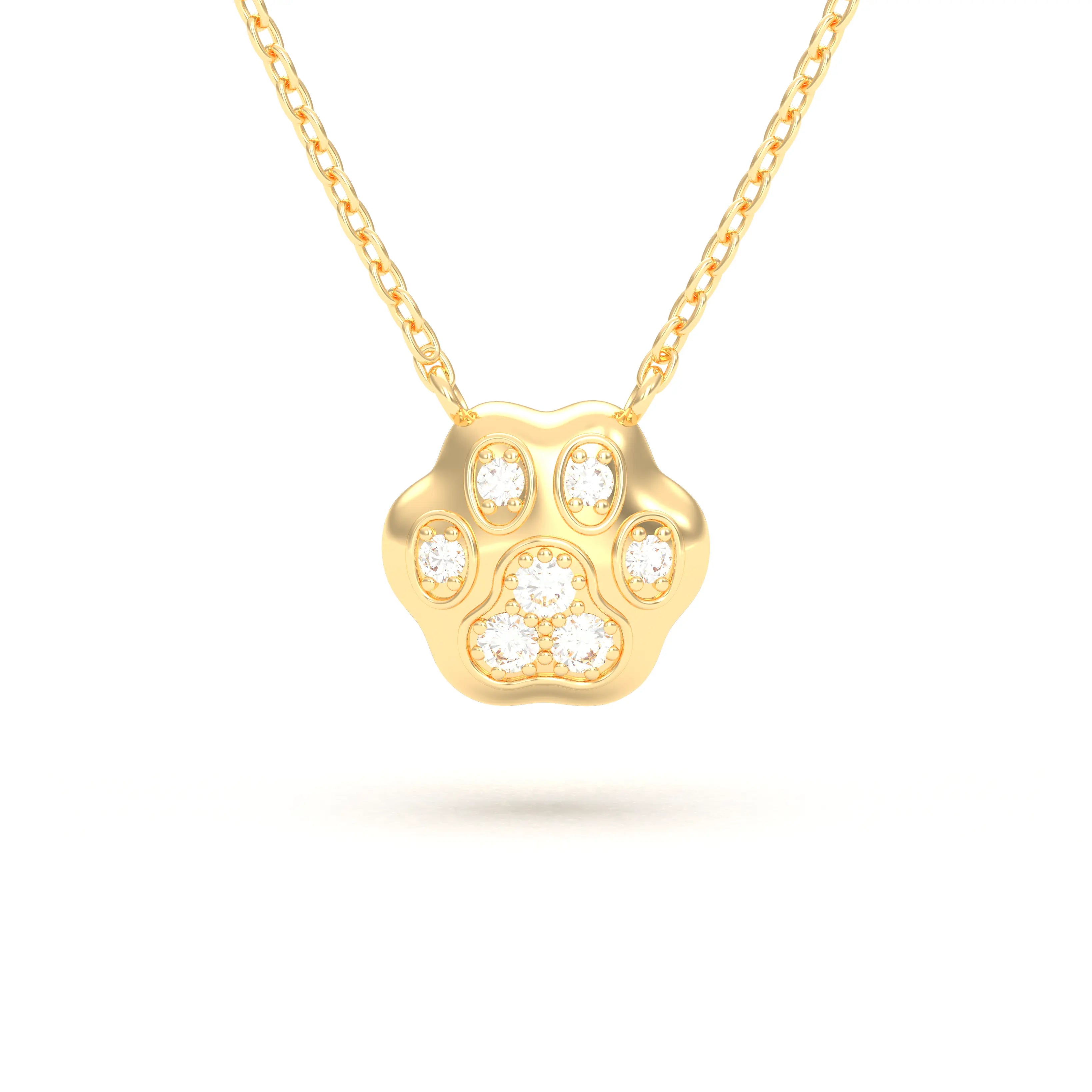 Collier Patte de Chat petit modèle en or blanc 18 carats et pierres précieuses au choix