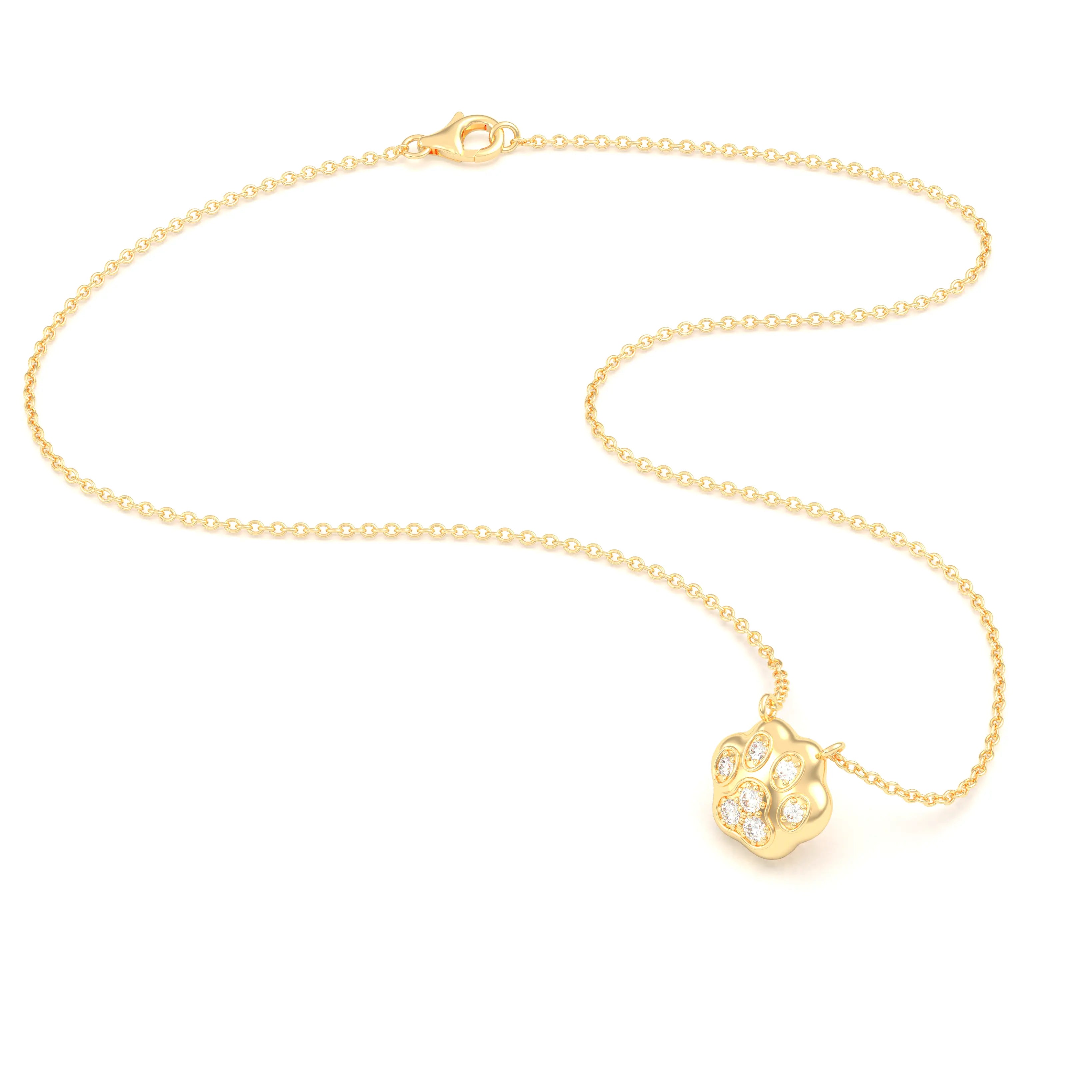 Collier Patte de Chat petit modèle en or blanc 18 carats et pierres précieuses au choix