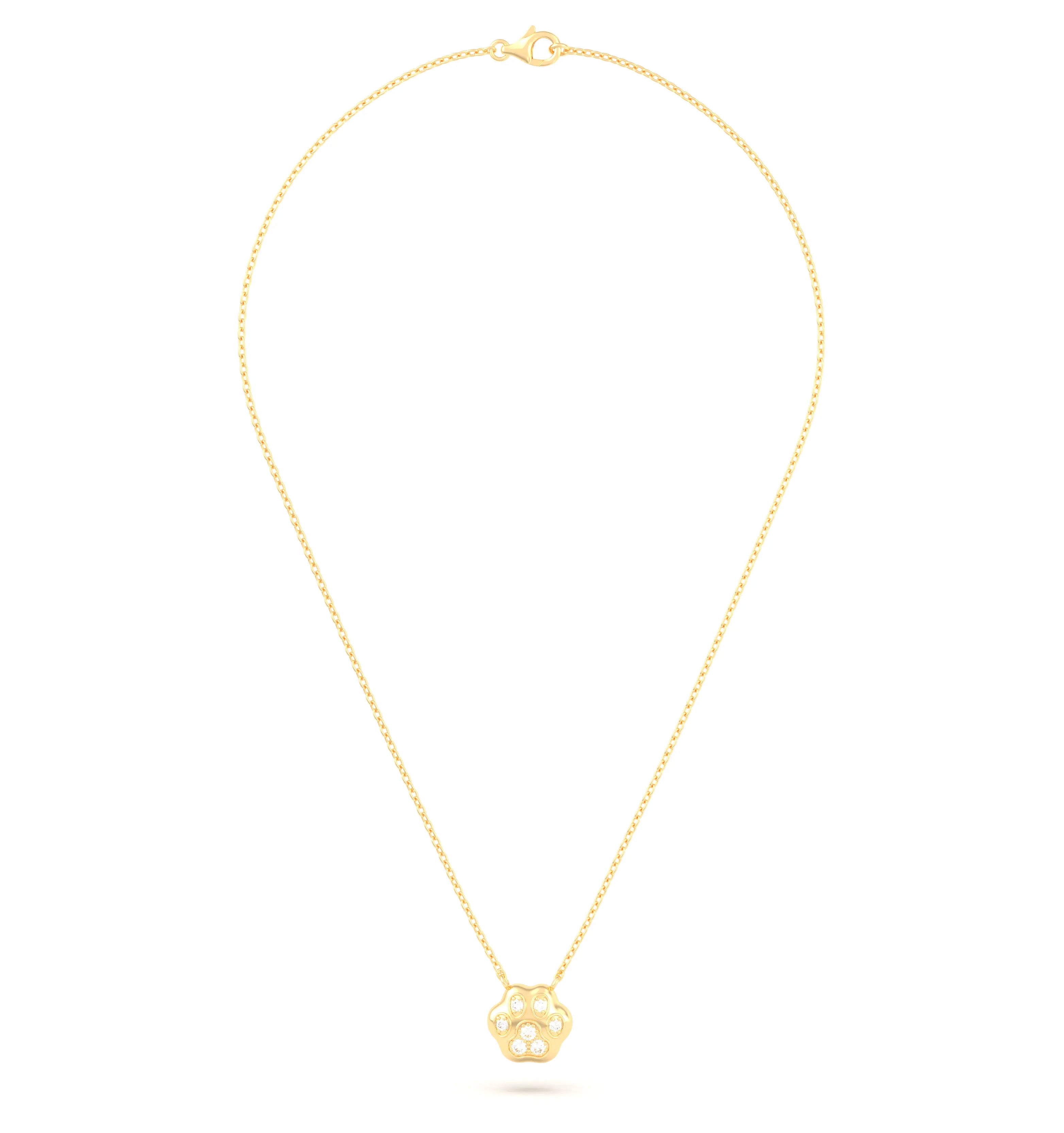 Collier Patte de Chat petit modèle en or blanc 18 carats et pierres précieuses au choix