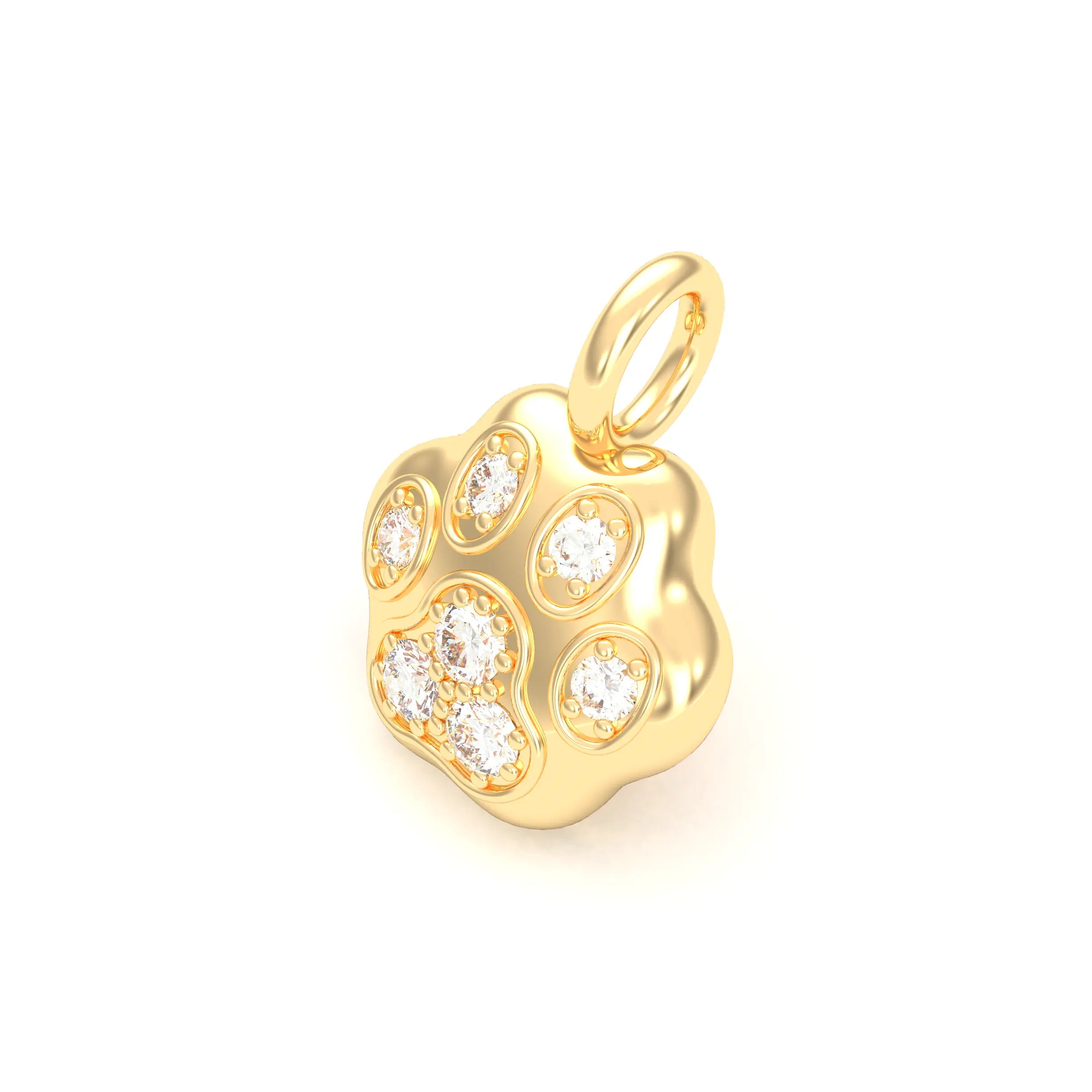 Collier Patte de Chat petit modèle en or blanc 18 carats et pierres précieuses au choix Diamants blancs Pendentif seul