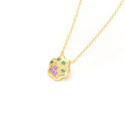 Collier Patte de Chat petit modèle en or blanc 18 carats et pierres précieuses au choix Saphirs violets - Émeraudes Pendentif avec chaîne