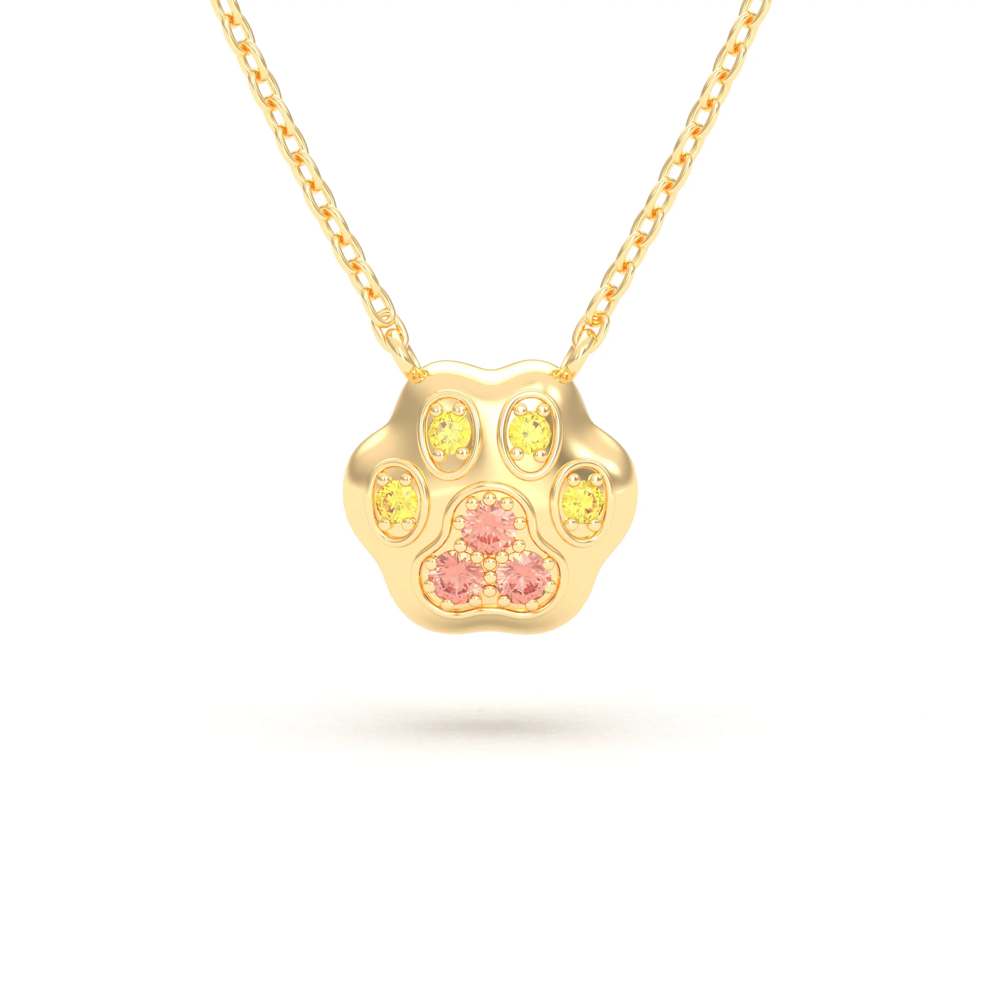 Collier Patte de Chat petit modèle en or blanc 18 carats et pierres précieuses au choix