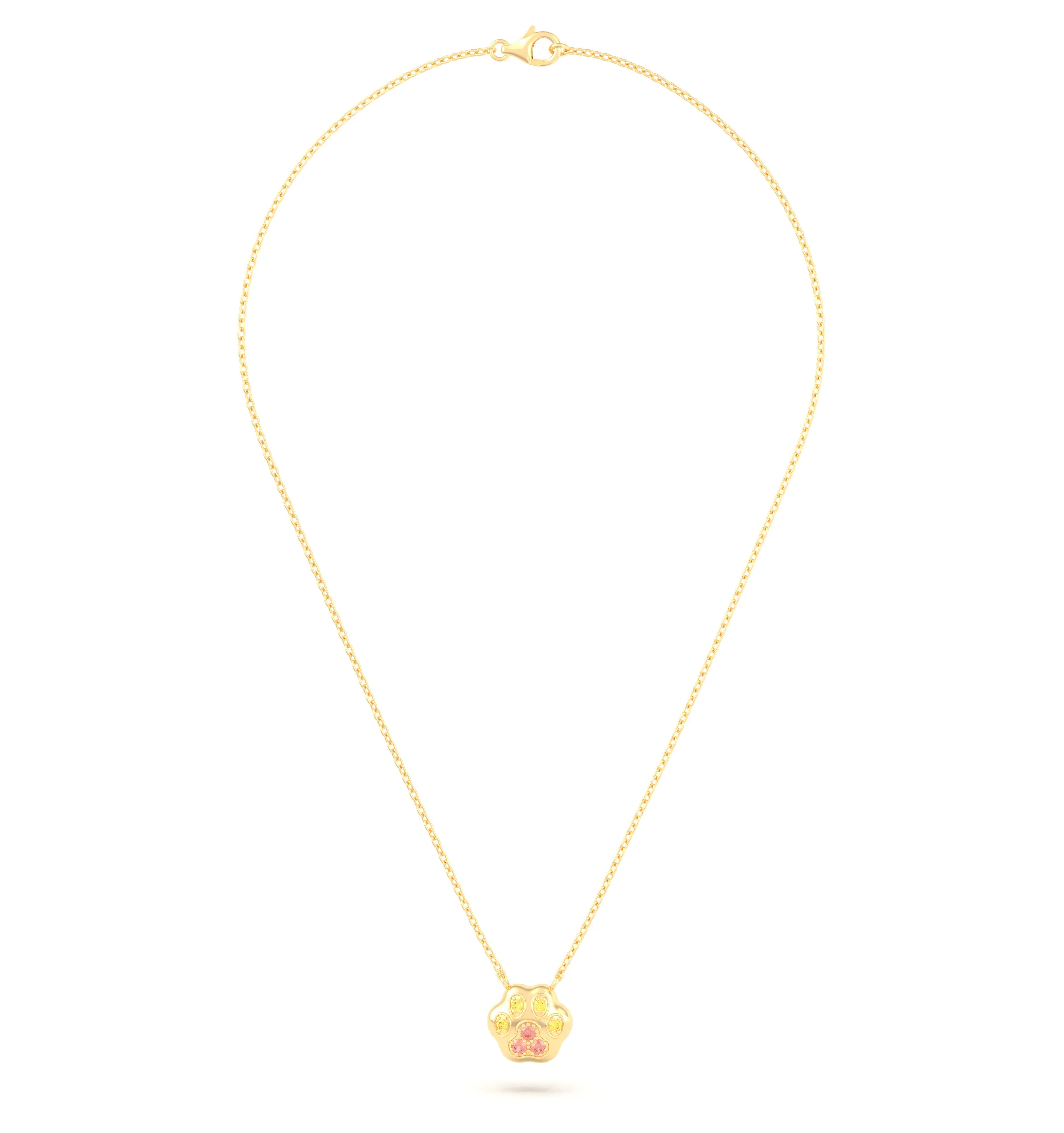 Collier Patte de Chat petit modèle en or blanc 18 carats et pierres précieuses au choix