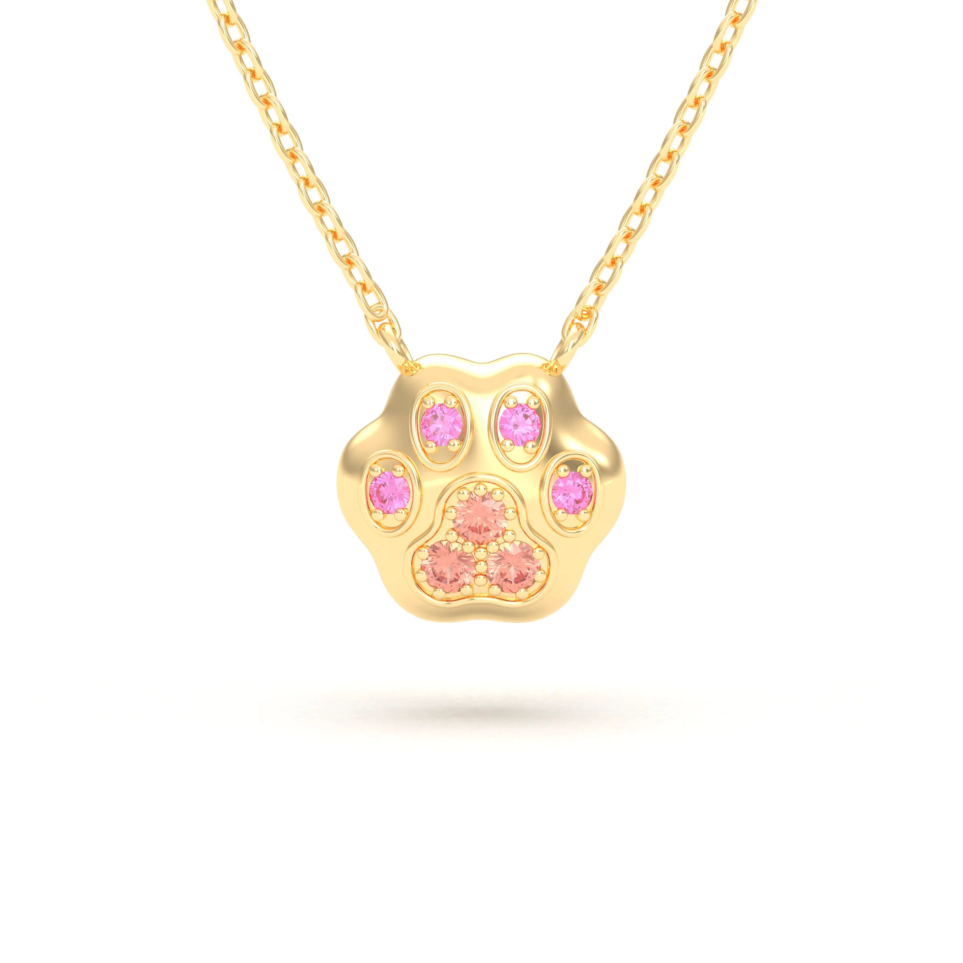 Collier Patte de Chat petit modèle en or blanc 18 carats et pierres précieuses au choix