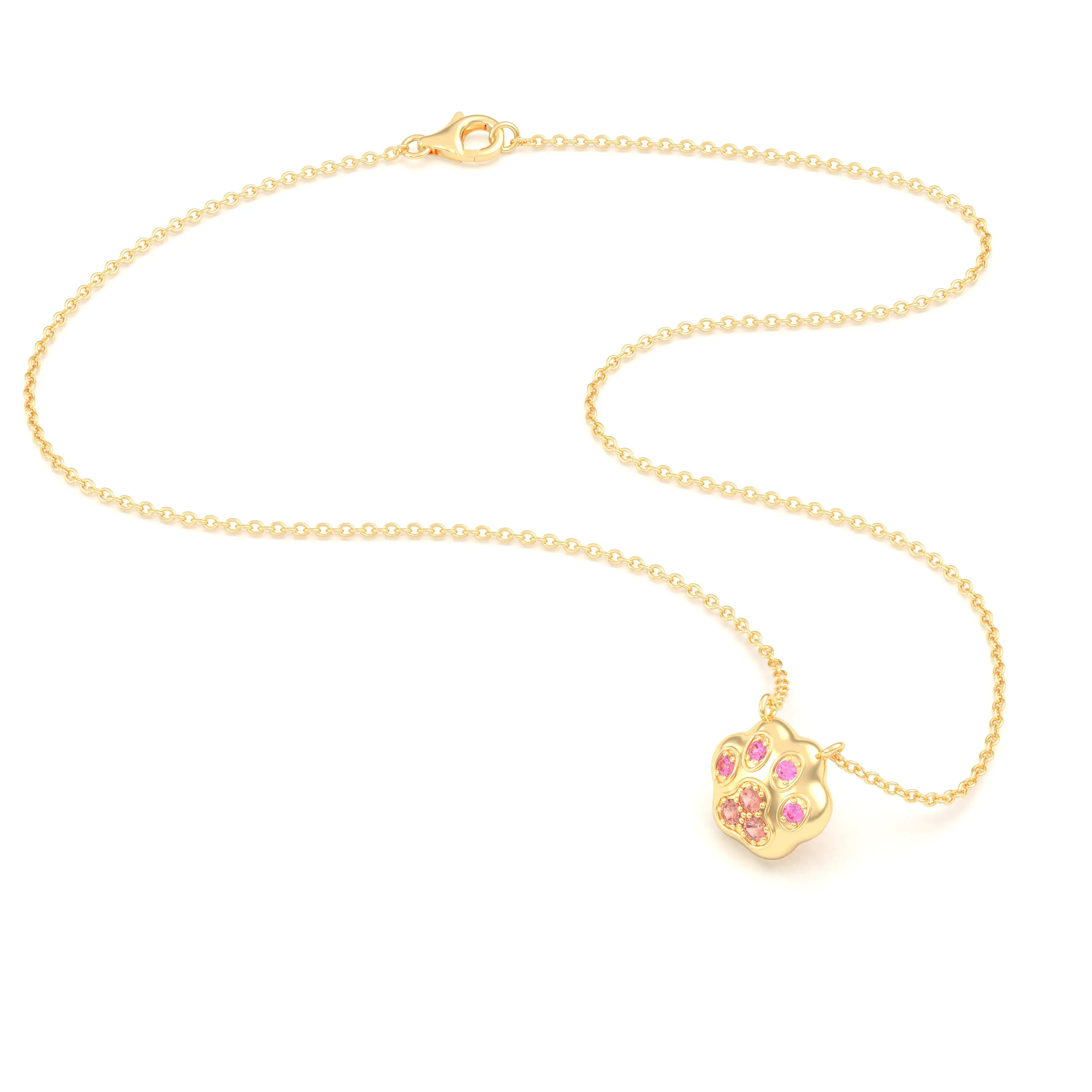 Collier Patte de Chat petit modèle en or blanc 18 carats et pierres précieuses au choix