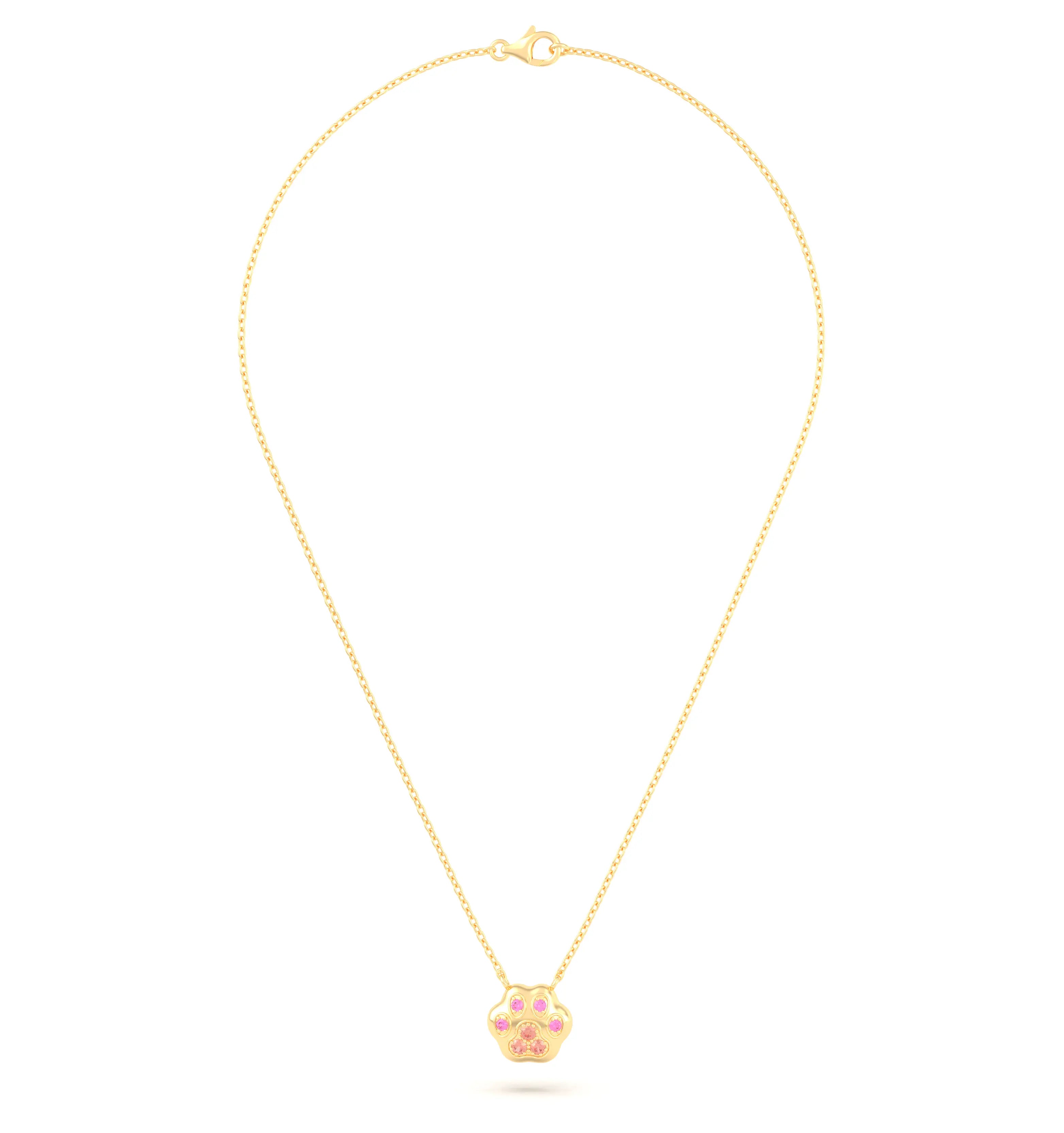 Collier Patte de Chat petit modèle en or blanc 18 carats et pierres précieuses au choix