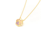Collier Patte de Chat petit modèle en or blanc 18 carats et pierres précieuses au choix Saphir violet - Saphir pêche Pendentif avec chaîne