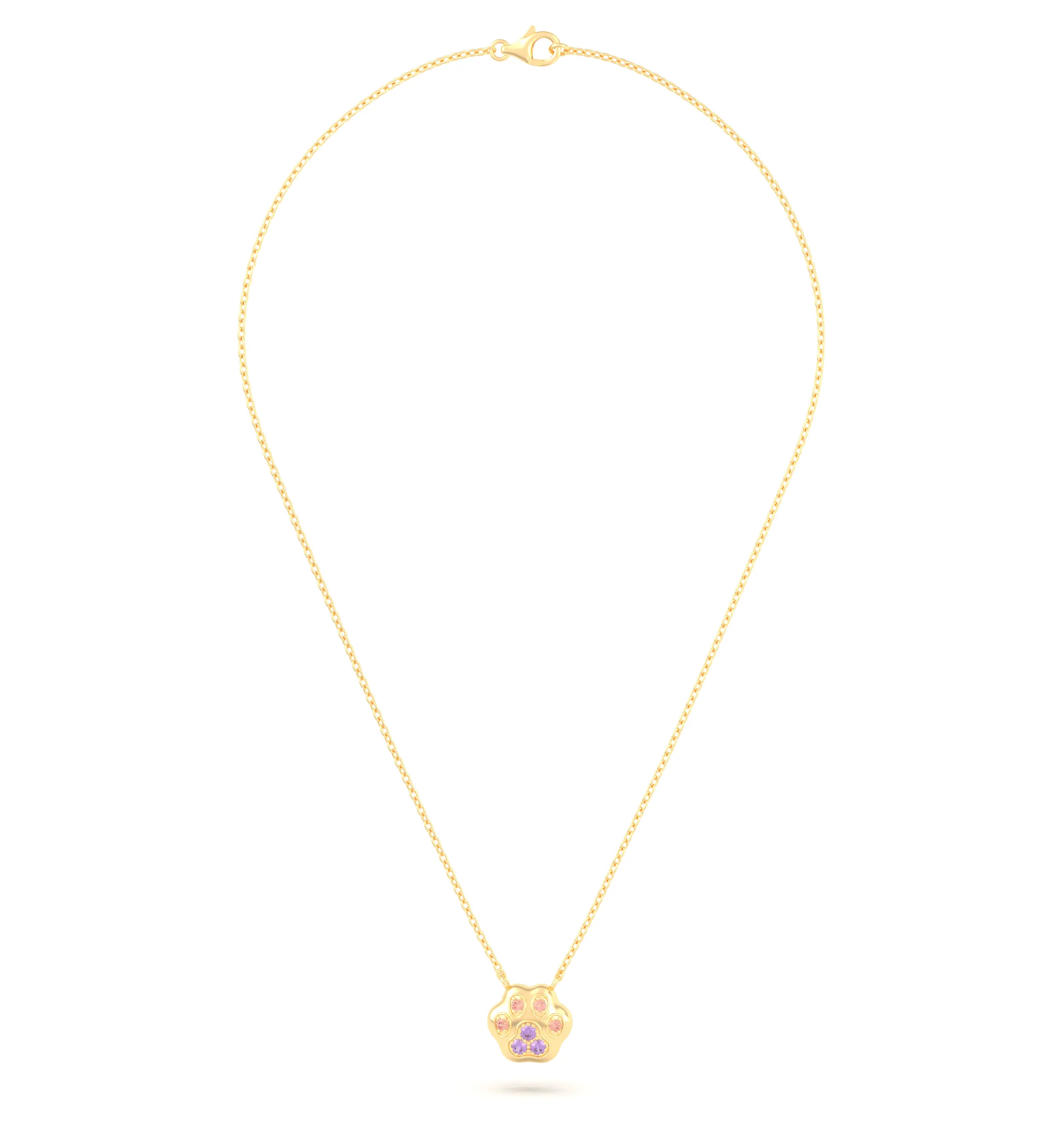 Collier Patte de Chat petit modèle en or blanc 18 carats et pierres précieuses au choix