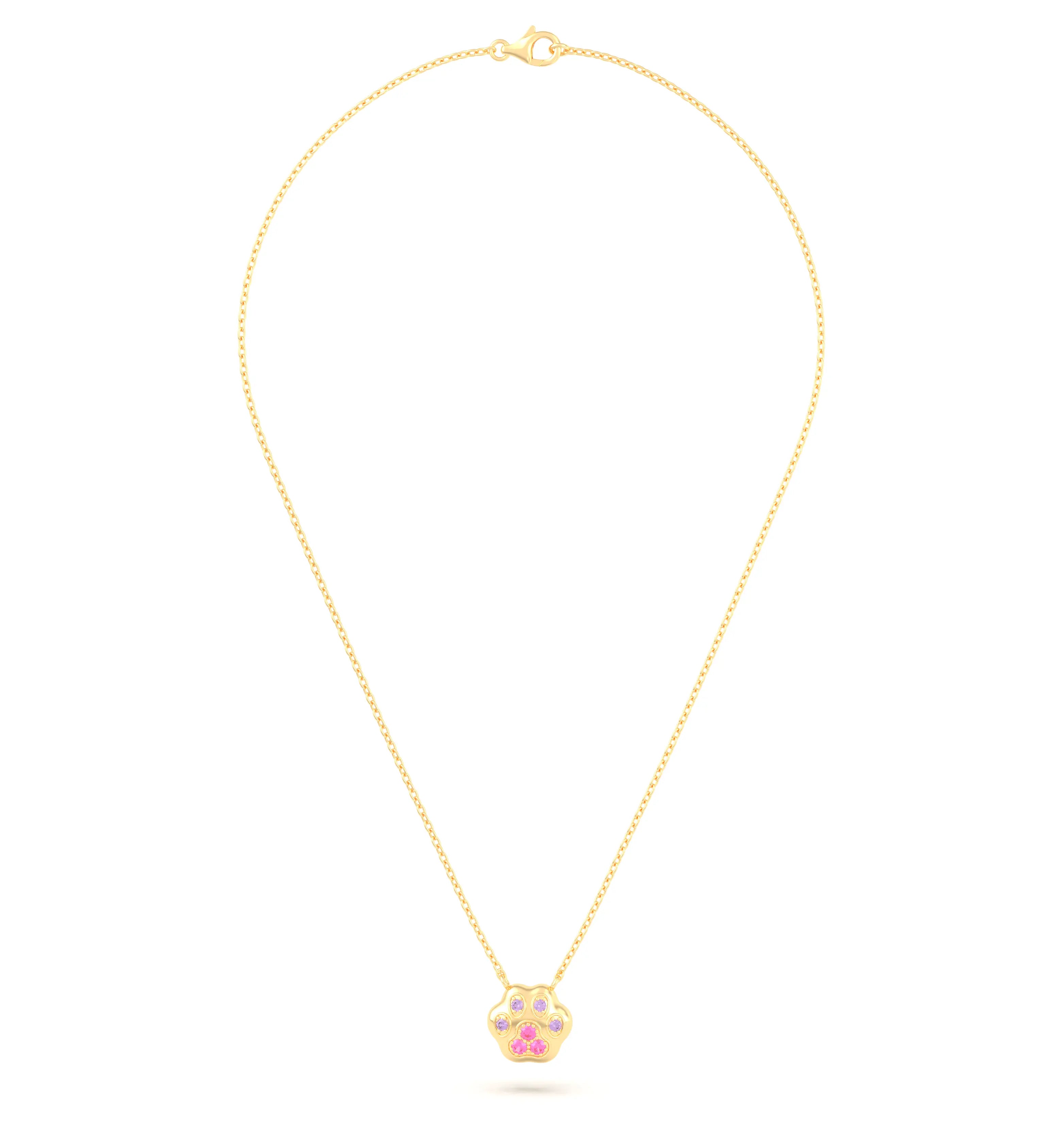 Collier Patte de Chat petit modèle en or blanc 18 carats et pierres précieuses au choix