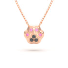 Collier Patte de Chat petit modèle en or rose 18 carats et pierres précieuses au choix