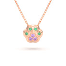 Collier Patte de Chat petit modèle en or rose 18 carats et pierres précieuses au choix